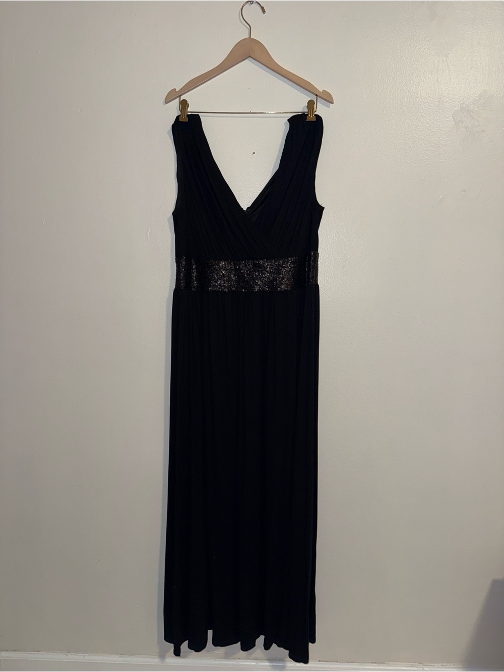 ASOS Black Sleeveless V-Neck Maxi Dress with Lace Waistband